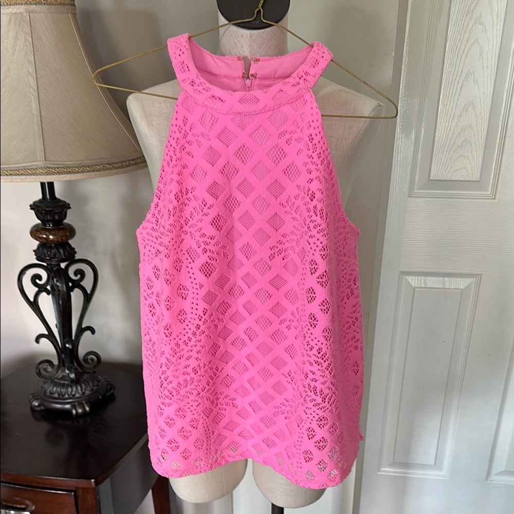 Lilly Pulitzer Pink Sleeveless Lace Tank Top